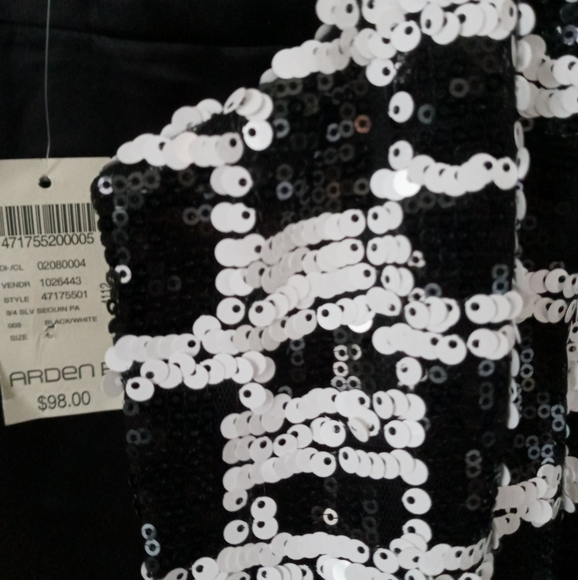New black & white sequin plaid lightweight jacket - Picture 3 of 9